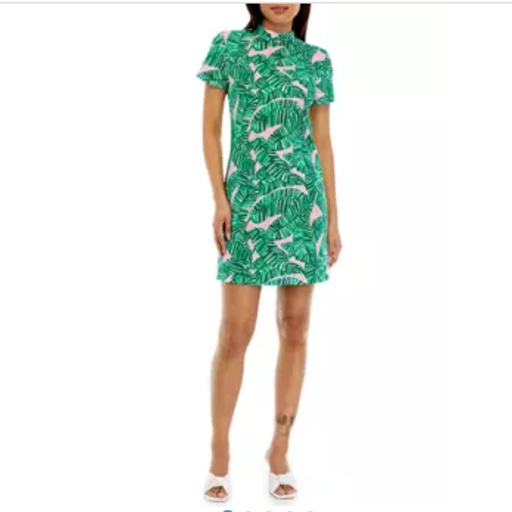 LILLY PULITZER HALLIE T-SHIRT DRESS PIMA COTTON VIBRANT FLORAL SZ LARGE